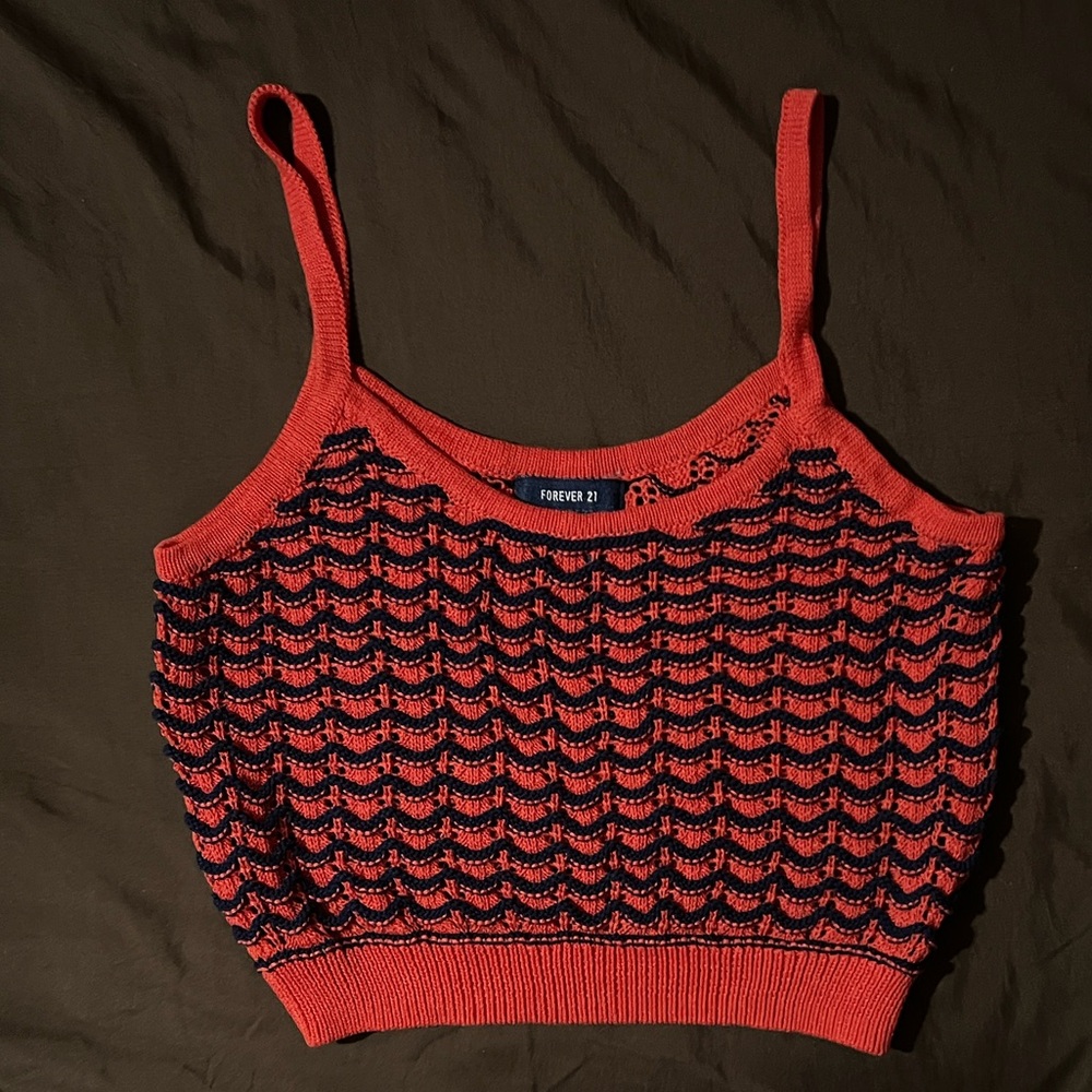 Forever 21 Orange and Navy Knit Top